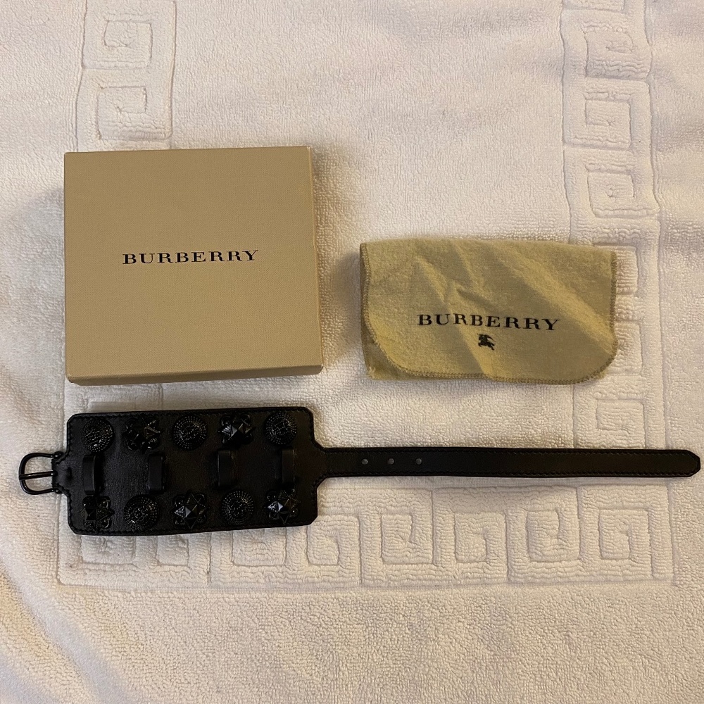 Burberry Warrior Black Leather Cuff